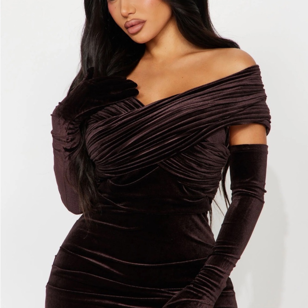 Formal Brown Velvet Dress